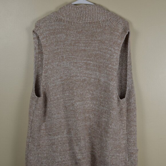LOFT Womens Lagenlook Long Sleeveless Sweater Vest Tan Cardigan Winter Fall Cozy - Picture 9 of 14